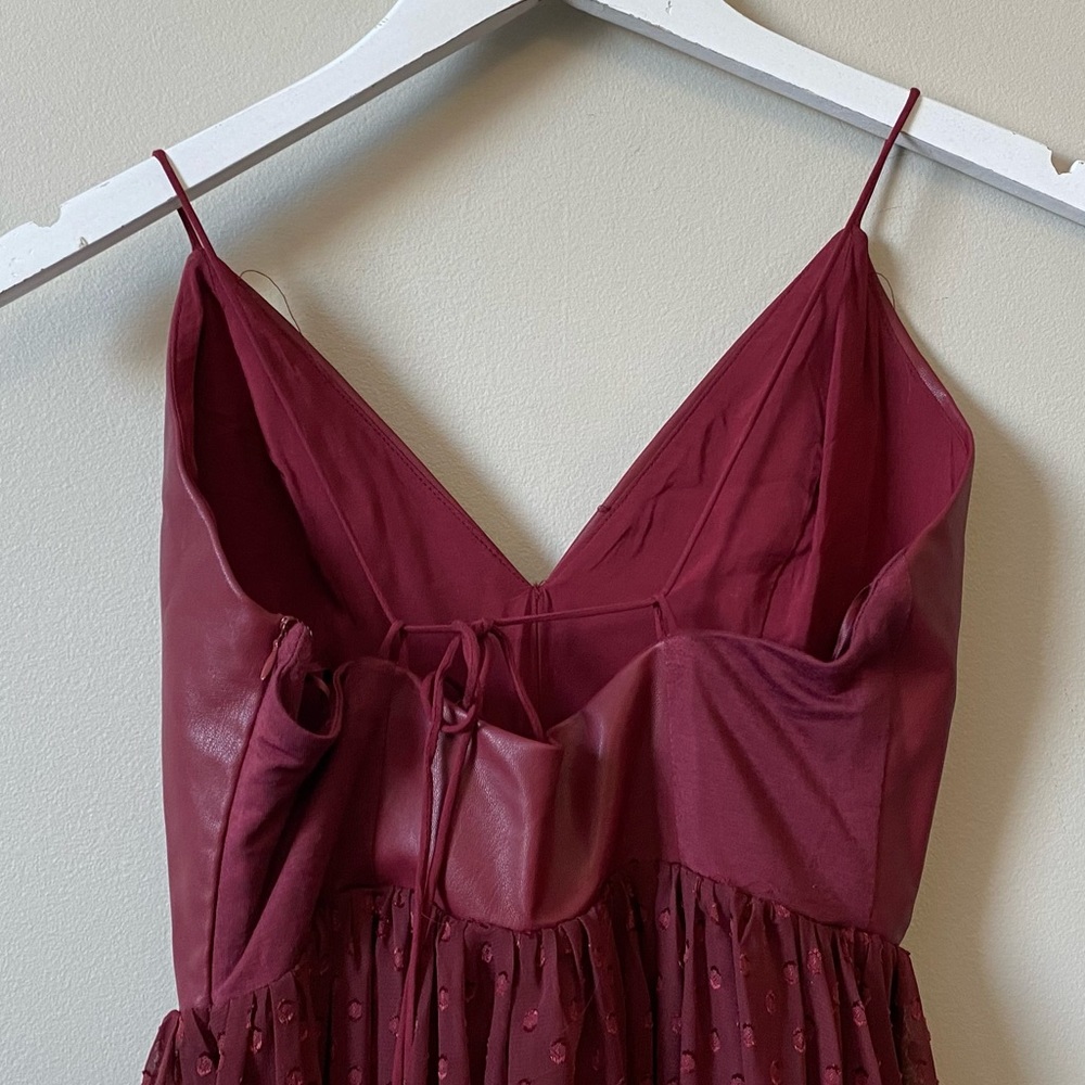 Free People Bedhead Ballerina burgundy red Jacquard a-line dress - Picture 8 of 11